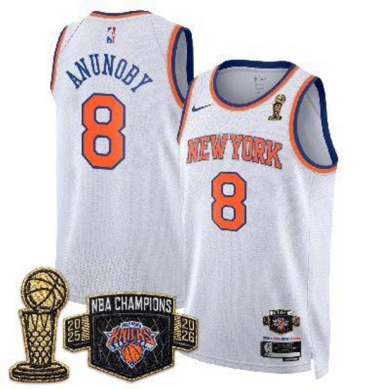 men New York Knicks #8 Anunoby white 2026 Nike NBA jersey 0627002